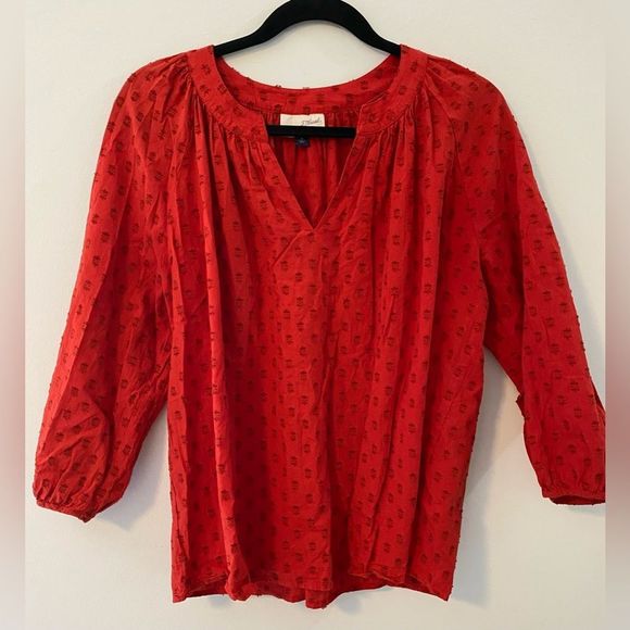 Universal Thread Tops - Universal Thread, Long Sleeve Peasant Top in Red, Size M